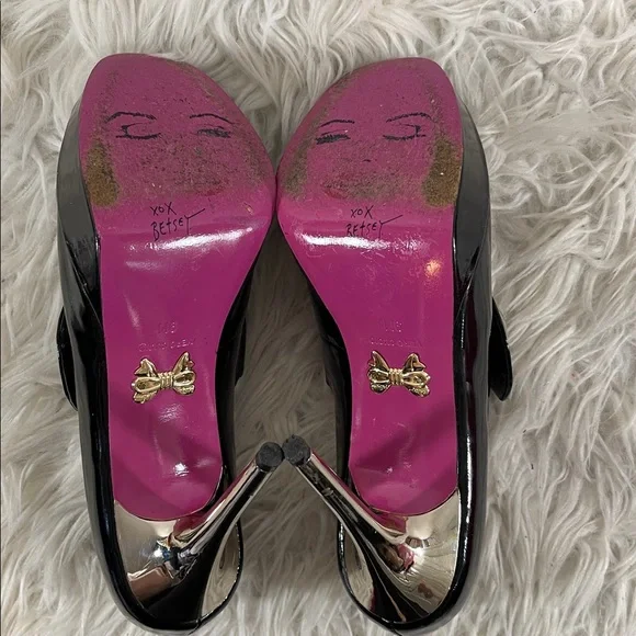 BETSEY JOHNSON Vintage Pin Up Style Black Open Toe Heel Size 9 - Picture 12 of 13